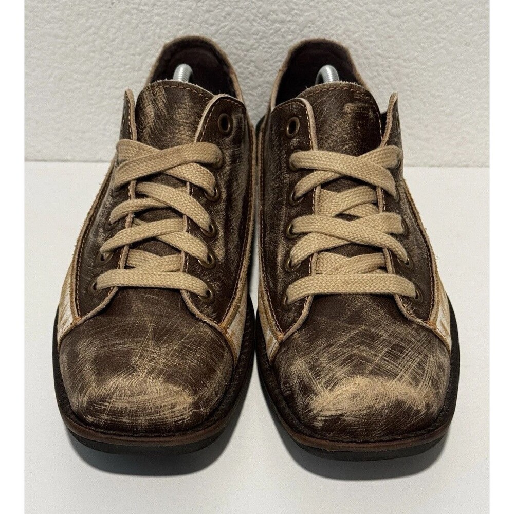 JOHN FLUEVOG Distressed Leather Shoes Sz 11 Brown Tough Love Sucks Unique Artsy - Picture 4 of 16